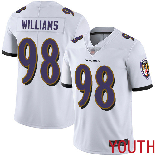 Baltimore Ravens Limited White Youth Brandon Williams Road Jersey NFL Football #98 Vapor Untouchable->women nfl jersey->Women Jersey